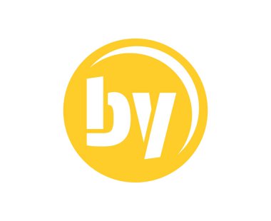 Spor amblemi ya da takım logoti ile. Top dükkanı, spor şirketi, eğitim ve kulüp rozeti için B ve Y harflerinin kombinasyonu olan top logosu. Vektör illüstrasyonu.