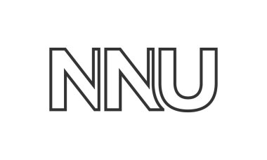 NNU logo tasarım şablonu güçlü ve modern kalın metinlerle. Basit ve minimal tipografi içeren ilk tabanlı vektör logosu. Modayı takip eden şirket kimliği markalar için ideal..