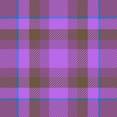 Dünya çapında kontrol vektör deseni, basit kumaş tartan ekoseli. Güzel tekstil dokusu eflatun ve mor renk paletinde pürüzsüz arkaplan.