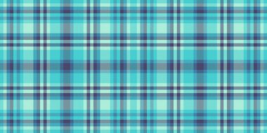 İz dokusu arkaplan ekoseli, ekose kumaştan yapılmış, dikişsiz. Orta turkuaz ve açık renk palette ürün vektör dokusu deseni kontrol.
