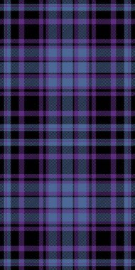 Karalama desenli ekose, arka planda pürüzsüz tekstil. Siyah ve mor renk paletinde dağınık desen kumaş tartan vektörü.