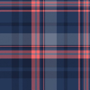 Tasarımcı ekose kumaş arka plan, Afrikalı vektör tekstil deseni. Giysi, tartan dokusunu mavi ve koyu renklerde pürüzsüz kontrol et.