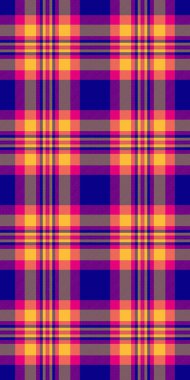 Karman çorman desenli ekoseli kumaş kontrolü, vektör eklemsiz depolama. Çivit mavisi ve Meksika pembe renk paletinde seksi kumaş desenli tekstil arkaplanı.