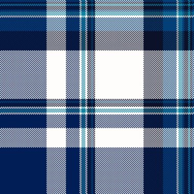 Boş doku desen vektörü, örtülü kumaş kontrolü. Beyaz ve mavi renk paletinde etnik ekosesiz arka plan tekstili.