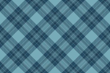 Şık ekose kumaş deseni, dikişsiz vektör dokusu. Cyan renk paletinde tekstil arka plan kumaşı konfor denetimi.