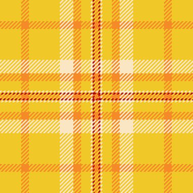 Gururlu tartan kumaşı, seçmeli vektör dokusu. Dikdörtgen tekstil desenli ekoseli başlık ve turuncu renk paletinde dikişsiz.