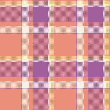 Ekose kumaş geçmişini, lüks, kusursuz kumaşı kontrol ediyor. Kırmızı ve morumsu renk paletinde yakın çekim vektör tartan denetim deseni.