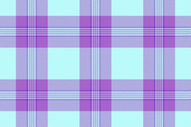 Eşarp ekoseli tartan, nostaljik vektör dokusu pürüzsüz. İndirimli tekstil arka plan kumaşı ışık ve menekşe renk paleti.