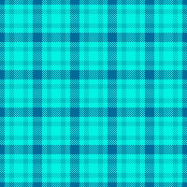 Nadide, pürüzsüz tekstil deseni, kadınsı kumaş desenli tartan. İçerik vektör dokusu ekose arkaplan parlak ve cyan renk paleti.