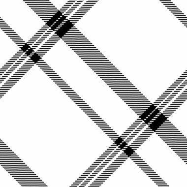 Filigran arkaplan dokusunu kontrol et, mendilin dikişsiz desen vektörü. Beyaz ve siyah renk paletinde ekose kumaş..