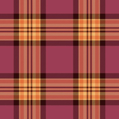 Arka plan vektör dokusunu listele, uzunluk tartansız kontrol. Ufuk desenli tekstil ekoseli turuncu ve kırmızı renk paleti.