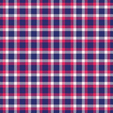 Bu pürüzsüz ekoseli desen canlı bir lacivert, kırmızı ve beyaz geometrik tasarıma sahiptir. Kumaş dokular, dijital kâğıt ve yaratıcı markalaşma için mükemmel..