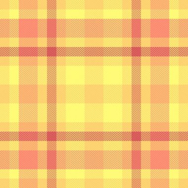 Dinlenme dokusu tartını kontrol et, kusursuz arka plan kumaşı giy. Kehribar ve kırmızı renk paletinde Geometrik vektör desenli ekose.