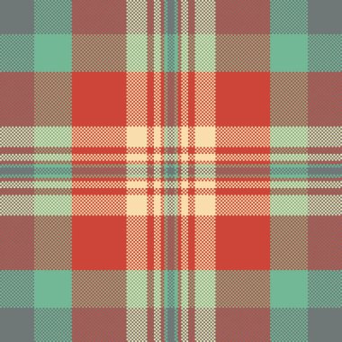 Yazdırma şablonu dikişsiz kumaş, ABD vektör tekstil arka planı. Pürüzsüz desen tartan ekose denetimi kırmızı ve nane rengi paleti.