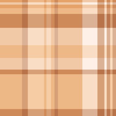 Ekose kumaş katmanı, makara kontrolü, dikişsiz arka plan. Turuncu ve açık renk paletinde uluslararası tartan desenli vektör dokusu.