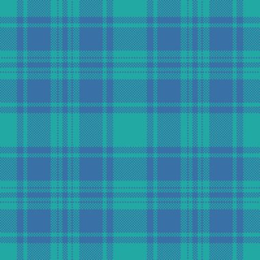 Moda vektör arkaplan ekoseli, 20 'li yaşlarda tekstil desenli ekose. Gençlik dokusu, mavi ve cyan renk paletinde pürüzsüz kontrol.