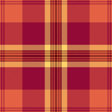 Herringbone dikişsiz ekose desen, 1970 'lerin vektör arkaplan kumaşı. Kırmızı ve kehribar renk paletinde tekrarlanan ekose kumaş tekstil denetimi.