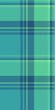 Servis vektör desenli tekstil, kumaş kesimi kontrolü. Tekrarlanan arka plan ekoseli ekoseli, cyan ve nane rengi palette ekoseli..