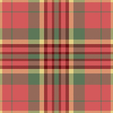 Bebek arkaplan vektörü tekstil, doğrusal kumaş kontrol deseni. Hint kırmızısı ve pastel renk paletiyle resmi desensiz ekose kumaş..