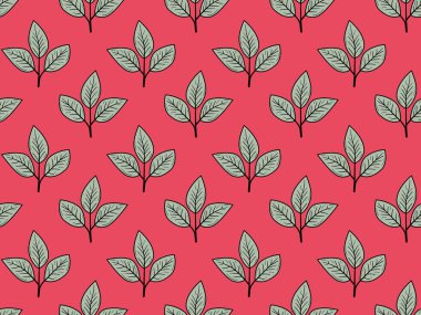 Gri yeşil yaprak motifleri içeren kusursuz canlı mercan desenleri. Tekstil tasarımı, duvar kağıdı ya da ambalaj için mükemmel. Doğa, büyüme ve tazeliği çağrıştırır..