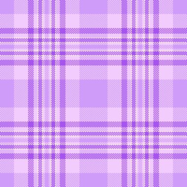 Kısa tekstil vektör geçmişi, hafif ekose kumaş kontrolü. Mor ve açık renk paletinde özgün dikişsiz tartan desen.