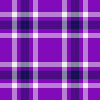 Doku kumaşı kumaş kumaşı, ekose kumaş detaylı kontrol. Mor ve mor renk paletinde pürüzsüz vektör arkaplanı dokunun.
