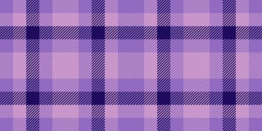 Folklor ekose arka plan vektörü, ikonik kumaş dikişsiz. Menekşe ve pastel renk paletinde yaratıcı desen tartan kontrolü.