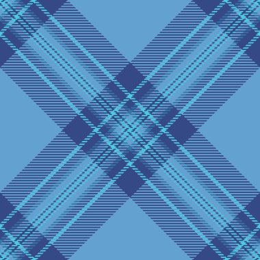 Çevrimiçi tekstil kontrolü, İrlanda dokusu arka plan vektörü. Arkaplan tartan kumaş deseni Cyan ve mavi renk paleti.