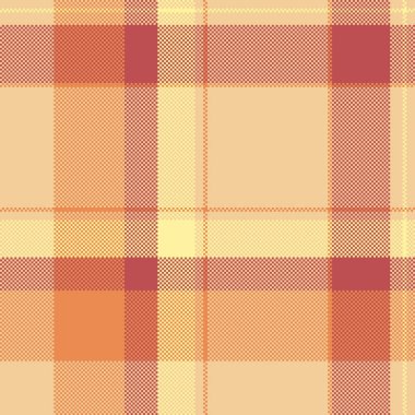 Yatak odası desensiz kumaş, kırmızı arka plan kontrol vektörü. Kehribar ve kırmızı renk paletinde ekose kumaş..