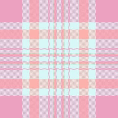Gömlek, kumaş örneklerini, grafik vektör tartan dokusunu kontrol et. Aydınlık ve pembe renk paletinde kusursuz tekstil arkaplanı.