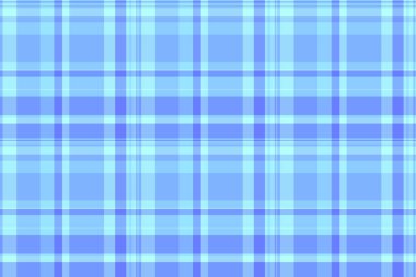 Halı desenli ekose kumaş, iç desen kumaş arka plan. Geometrik tekstil denetimi mavi ve cyan renk paletinde pürüzsüz vektör.