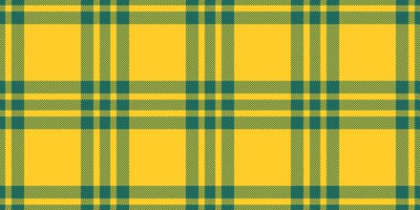 İplik arkaplan tartan kumaşı, dekorasyon vektör deseni pürüzsüz. Deri ve sarı renk paletinde üstüste konmuş kontrol dokusu ekoseli tekstil.