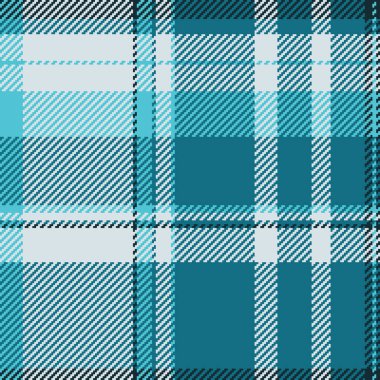 Yinelenen kumaş dokusu arka plan, New York ekoseli kusursuz desen. Hispanik ekose Cyan ve beyaz renk paletinde tekstil vektörünü kontrol et.