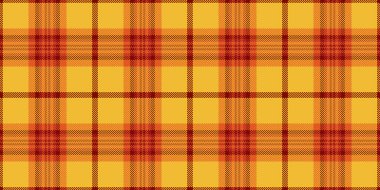Grafik vektör tartan deseni, kareli kumaş ekose kumaş. Çevrimiçi doku arka planı kehribar ve turuncu renk paletinde kusursuz kontrol.