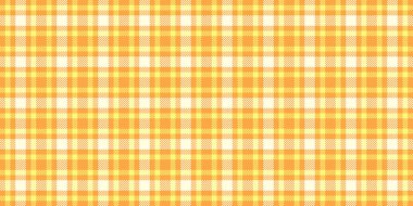 Temel kumaş dokusu tartan, kıyafet vektör kontrol kalıbı. Turuncu ve sarı renk paleti ile renksiz tekstil ekoseli boya.