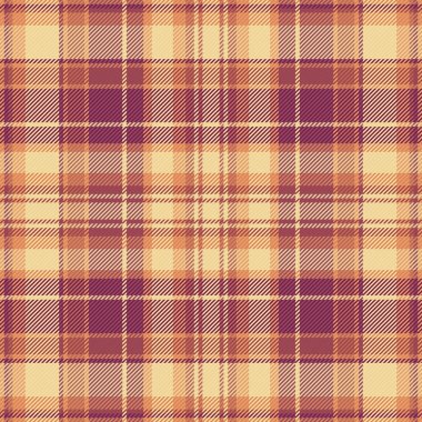 Ekoseli ekoseli kumaş, kısa arkaplan desenli tartan. Hippi kumaş vektörünü kehribar ve pembe renk paletinde kontrol et.