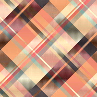 Özgeçmiş kontrolü, Kelt vektör tartan ekose. Sıcak desenli tekstil kumaşı turuncu ve açık mercan renklerinde..
