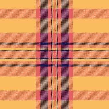 Sanat geçmişi vektör dokusu, gün içinde kusursuz kumaş kontrolü. Kehribar ve kırmızı renk paletinde periyodik tartan desenli tekstil.