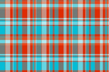 Glamour tekstil ekose arka plan, kusursuz ekose vektör yemek. Uzun desenli kumaş dokuyu kırmızı ve cyan renk paletinde kontrol et.