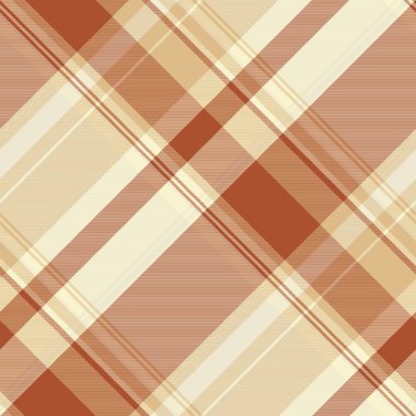 Ev yapımı kumaş, kat kat desenli ekose kumaş. Aydınlık ve turuncu renk paletinde aralıksız tartan vektörünü kontrol et.