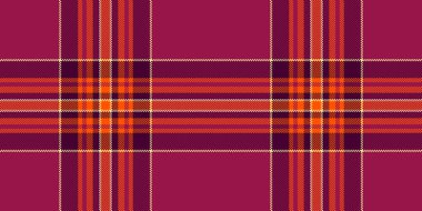 Temiz arka plan tekstil ekose, periyodik desenli tartan vektörü. Pembe ve koyu renk paletinde kusursuz dokuyu kontrol et.