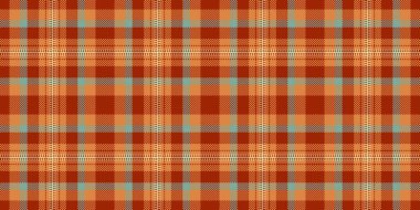 Performans kumaş vektör arkaplan, lüks doku desensiz. Kırmızı ve turuncu renk paletinde tartan ekose tekstil çizimi.