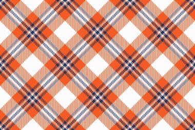 Tartan kumaş ekoseli, güçlü vektör pürüzsüz deseni göster. Beyaz ve turuncu renk paletinde muhteşem doku kontrolü tekstil.