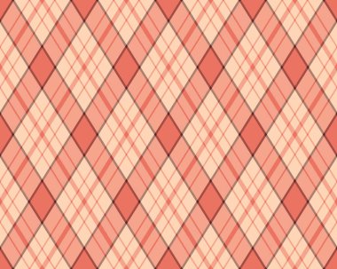 Büyüleyici bir mercan ve krem çapraz ekose deseni. Web sitelerine, ambalajlara ya da tekstil tasarımlarına incelik katmak için mükemmel..
