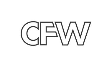CFW logo tasarım şablonu güçlü ve modern kalın metinlerle. Basit ve minimal tipografi içeren ilk tabanlı vektör logosu. Modayı takip eden şirket kimliği markalar için ideal..