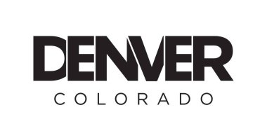 Denver, Colorado, USA typography slogan design. America logo with graphic city lettering for print and web products.