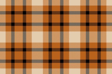 Livingroom tekstil dikişsiz vektör, temel desen desenli ekose. Döşeme arkaplanı tartan kumaş kontrolü turuncu ve açık renk paleti.