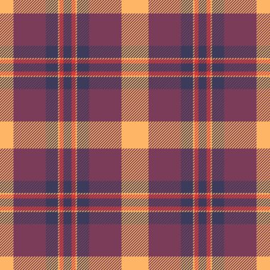 Bandananın doku vektörü tartan, ekosesiz arka plan kuruyor. Kalın tekstil kumaş desenini pembe ve çivit rengi paletinde kontrol et.