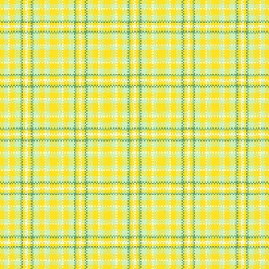 Güneşli sarı ve yeşil pikselli ekoseli arka plan geleneksel tartan tarzıyla dijital mozaik hissi harmanlıyor. Bahar modası, web tasarımı veya yaratıcı kağıt ürünleri için çok yönlü.