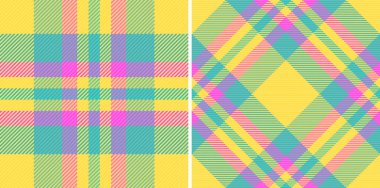 Tekstil tartan ekosesinin vektör arkaplanını kusursuz desenli kumaş dokusuyla kontrol et. İnce etek modası için şık renkler..